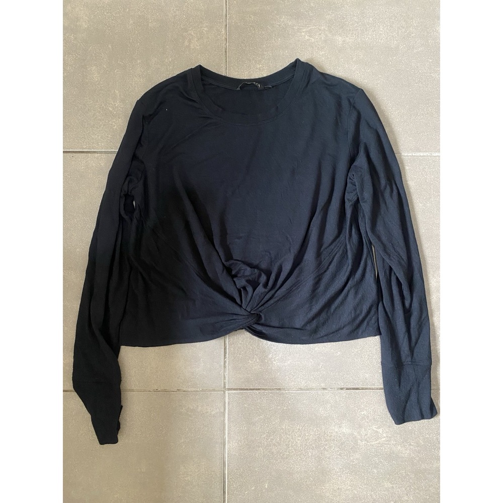 Athleta Black Knot Front Blouse with Long‎ Sleeves Size L A256